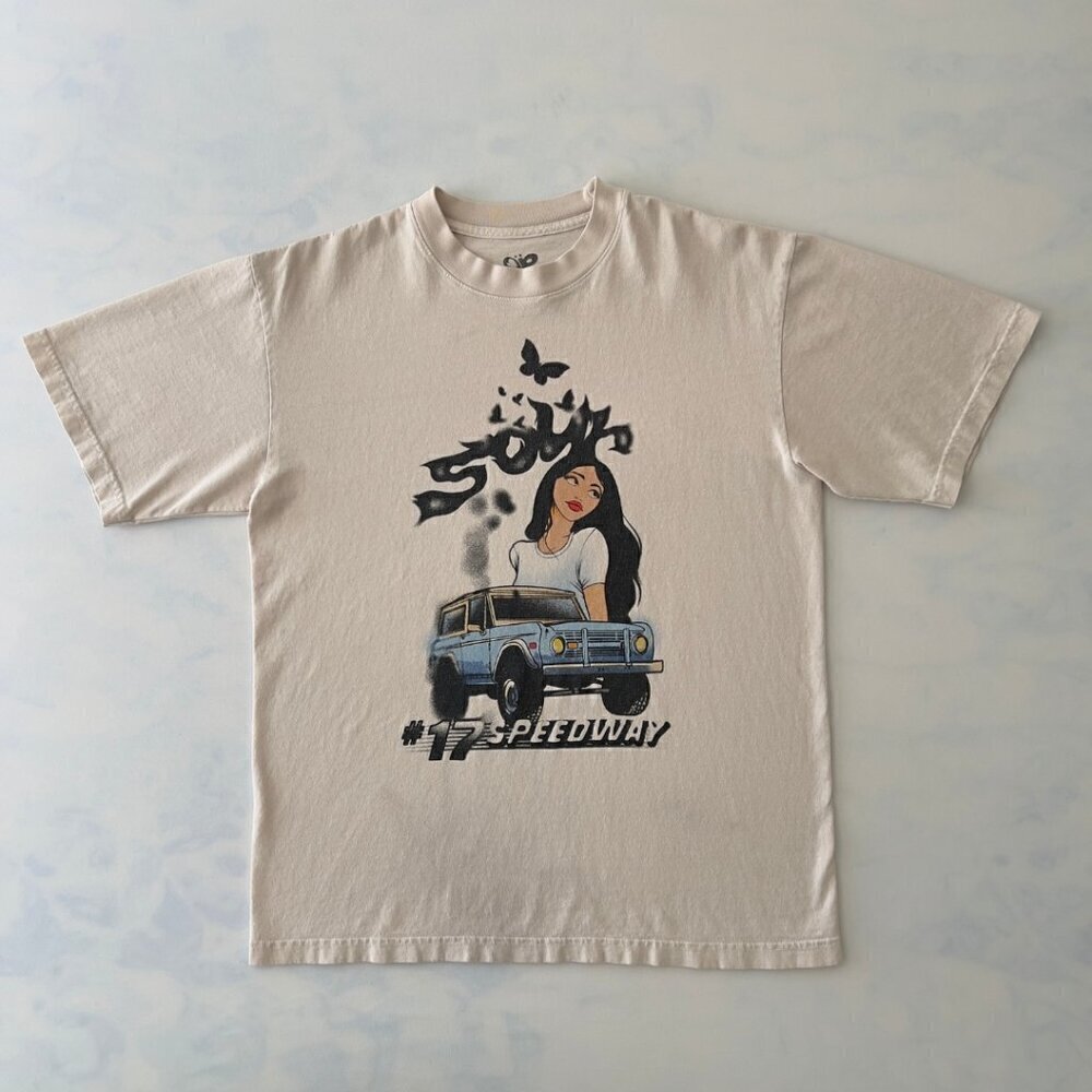 Olivia Rodrigo #17 Speedway Sour Airbrush Concert Short Sleeve Tee Shirt